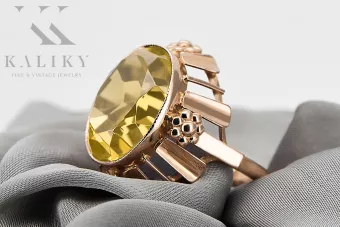 Estilo vintage Anillo Peridoto amarillo Oro rosa antiguo original de 14k vrc043r